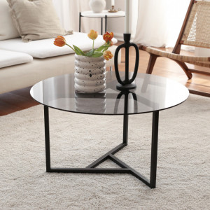 Masuta de Cafea Model Blake, 75x75x42 cm, Negru, Blat Sticla securizata - Img 5