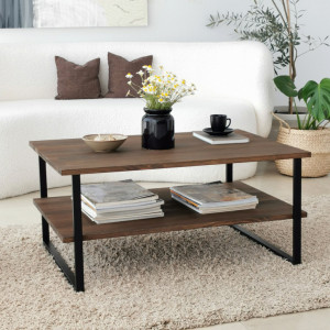 Masuta de Cafea Model Cain, 85x60x40 cm, Nuc/Negru - Img 2