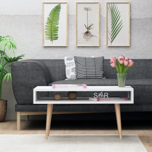 Masuta de Cafea Model Clayton, 80x45x53.6 cm, Alb, Lemn - Img 2
