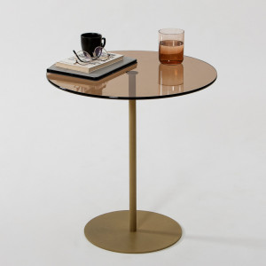 Masuta de Cafea Model Cleo, 50X50X50 cm, Auriu/Bronz, Blat Sticla securizata - Img 3
