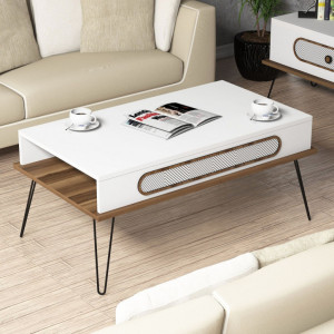 Masuta de Cafea Model Donovan, 105x56x45.8 cm, Alb - Img 1