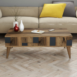 Masuta de Cafea Model Kent, 105x60x37.6 cm, Nuc/Antracit - Img 2
