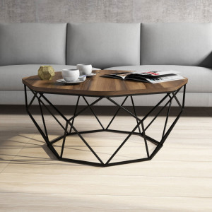 Masuta de Cafea Model Kent, 90x90x38 cm, Nuc - Img 2