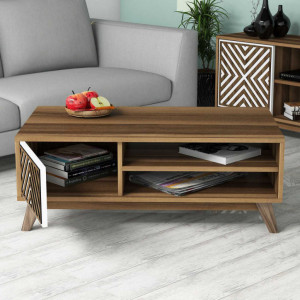 Masuta de Cafea Model Larson, 105x60x38.2 cm, Nuc/Alb - Img 2