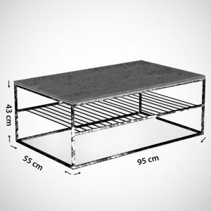 Masuta de Cafea Model Ray, 95x55x43 cm, Negru marmorat/Negru - Img 3