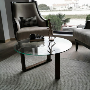 Masuta de Cafea Model Riley, 80x80x41 cm, Nuc, Lemn masiv, Blat Sticla securizata - Img 6