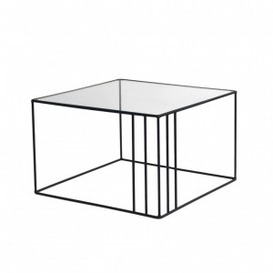 Masuta de Cafea Model Rohan, 55x55x36 cm, Negru, Blat Sticla securizata - Img 7