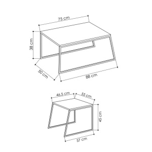 Masuta de Cafea Model Viviana, 88x50x38/57x55x45 cm, Antracit Negru - Img 9