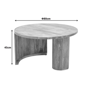 Măsuță de cafea Orban, din lemn masiv, Natur, Ø80 × 45 cm - Img 9