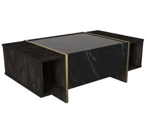 Măsuţă de cafea Veyron Negru 103.8x37.3x60 cm - Img 4