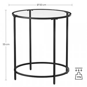 Masuta laterala, Vasagle, Negru, 50x50x55.3 cm - Img 6