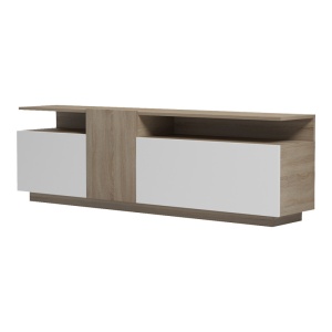 Mobilă TV Vendora, stejar sonoma/alb, 150x29.5x46.3 cm - Img 5
