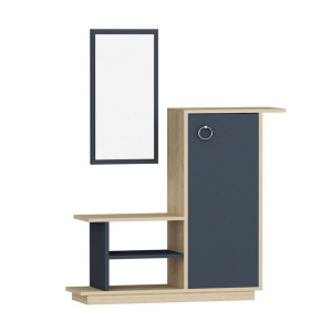 Mobilier pentru hol cu oglinda Model Ceel, Natur/Gri Inchis, 80x29.5x90 cm