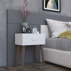Noptiera Model Laber, Alb, 45x30x57.5 cm - Img 2
