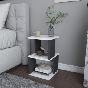 Noptiera Model Ramirez, Alb/Antracit, 29.6x29.6x49.4cm - Img 3