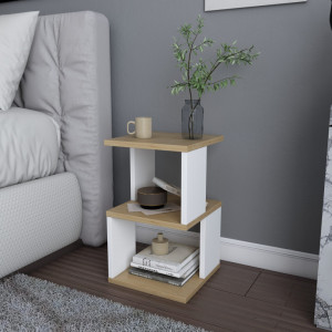 Noptiera Model Ramirez V2, Alb/Stejar, 29.6x29.6x49.4cm - Img 3