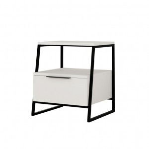 Noptiera Model Roberson, Alb/Negru, 45x40x50cm - Img 3