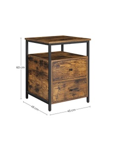 Noptiera, Vasagle, 2 sertare, Maro Rustic, LET067B01, 45 x 45 x 60 cm - Img 2