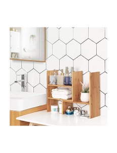 Organizator extensibil pentru birou din bambus, cu 3 module reglabile, Natur, 64,7 × 15 × 40 cm - Img 6