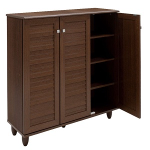 Pantofar cu 3 uși, capacitate 16 perechi, Nuc, 89,5 × 34,5 × 91,5 cm - Img 4