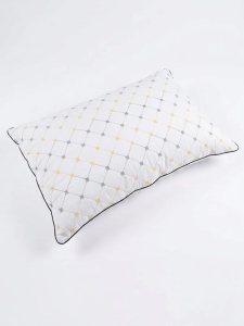 Pernă brodată cu microfibră Soft Touch și umplutură siliconizată, Alb/Auriu, 50 × 70 cm - Img 4