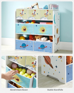 Raft Camera Copii cu 7 Cutii detasabile Model Kendra, Multicolor, 62.5x29.5x60 cm - Img 7