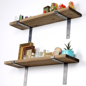 Raft din lemn Lam006 Negru 60x16x14 cm - Img 3