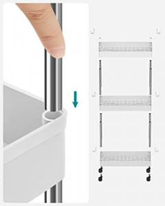 Raft organizator cu roti Model Ryan, Alb, 40x12.5x60 cm - Img 6