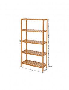 Raft pentru baie, Songmics, BCB35Y, Bambus, 133 x 29 x 9 cm - Img 3