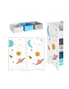 Raft pentru jucarii si carti, 9 cutii detasabile, Model Phoenix, Multicolor, 62x29x60 cm - Img 7