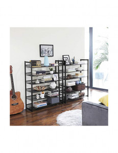 Raft pentru pantofi Model Madisyn, Negru, 92x30x223 cm - Img 4