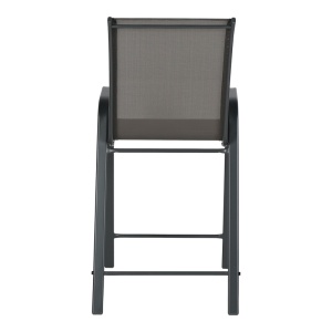 Scaun Bar Exterior Calan, cu Brațe, Metal/Textilene, Gri Antracit, 55x70x114 cm - Img 5