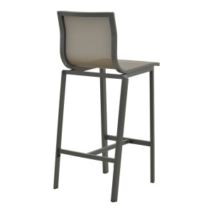 Scaun Bar Exterior Melina, Stivuibil, Aluminiu/Textilene, Antracit/Gri, 57x52.5x106.5 cm - Img 3