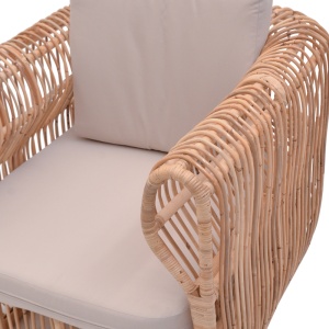 Scaun cu Brate Model Fajole, Natur/Bej, 86x86x66 cm - Img 5