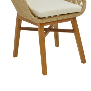 Scaun cu Brate Model Kalie, Natur/Bej, 60x61x80 cm - Img 7