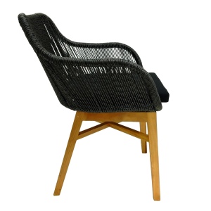 Scaun cu Brate Model Kalie, Natur/Negru, 60x61x80 cm - Img 3