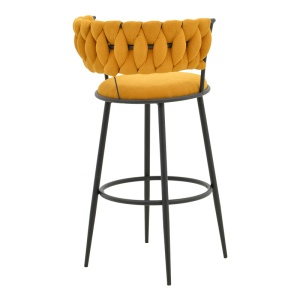 Scaun de bar Alkia, galben/negru, 50x56x95 cm - Img 2