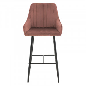 Scaun de bar Model Patrin, Roz pudrat/Negru, 49x48x98 cm - Img 4
