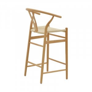 Scaun de bar Model Wishbone, Natur, 53x54x107 cm - Img 2