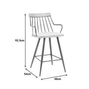 Scaun de bar Posse, bej/bronz/alb, 48x54x92.5 cm - Img 6
