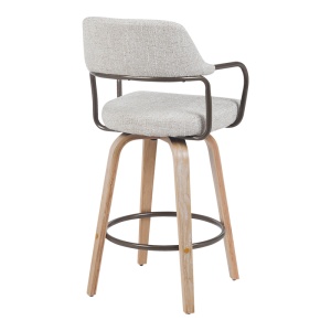 Scaun de bar rotativ Tertia, bej/maro, 54x52x98 cm - Img 2