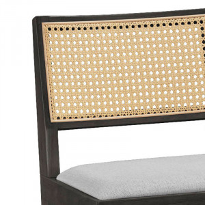 Scaun de bar Winslow lemn de arbore de cauciuc negru - pvc ratan material culoare lemn natural - gri - Img 2