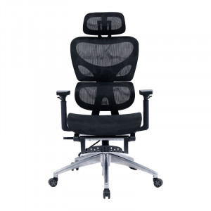 Scaun de birou manager cu suport pentru picioare Thelonius plasa negru - Img 4