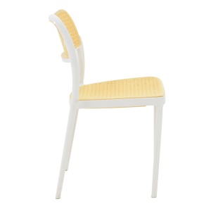 Scaun de exterior, Model Westley, culoare alb si bej, Polipropilena, 55x47x81 cm - Img 11