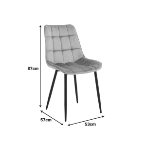 Scaun dining Berne, tapițat cu catifea, Gri închis/Negru, 53 × 57 × 87 cm - Img 5