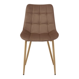 Scaun dining Berne, tapițat cu catifea, Maro/Natur, 53 × 57 × 87 cm - Img 3