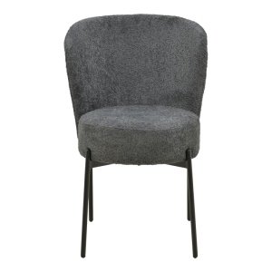 Scaun dining Houlian, tapițat cu material textil, Gri antracit/Negru, 46 × 66 × 89 cm - Img 4