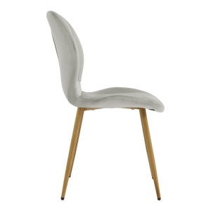 Scaun dining Jelour, tapițat cu catifea, Gri/Natur, 55 × 54,5 × 84,5 cm - Img 3