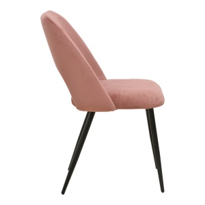 Scaun dining Nelda, tapițat cu catifea, Roz prăfuit/Negru, 44 × 58 × 82 cm - Img 4