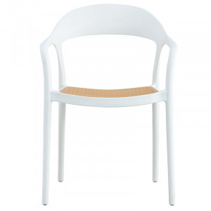 Scaun exterior Ember cu protectie UV plastic bej-alb 52.5x56.5x81cm - Img 4